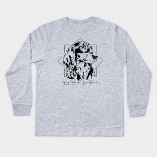 Long Haired Dachshund dog portrait Kids Long Sleeve T-Shirt